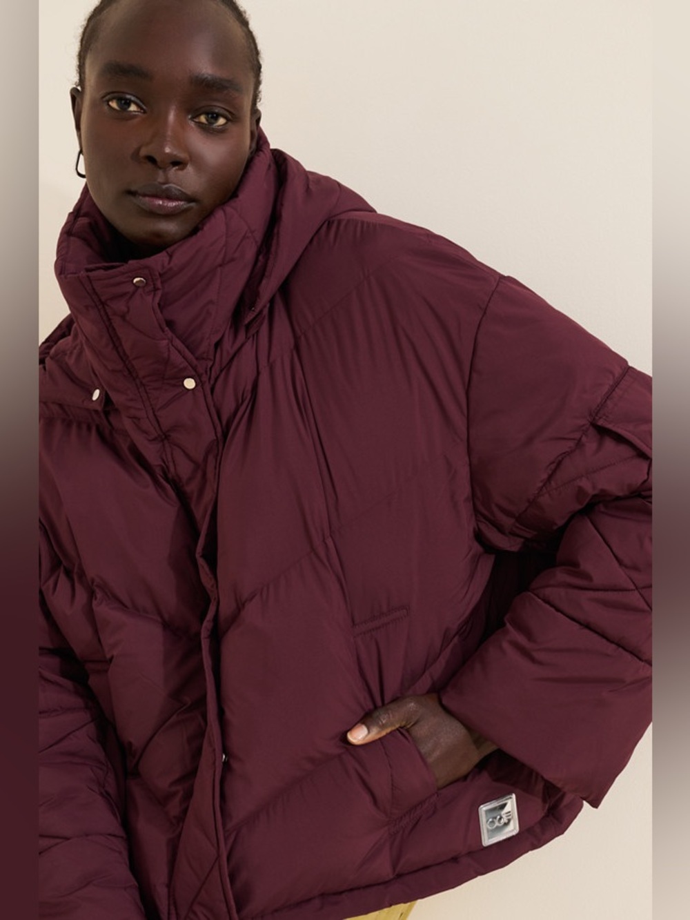OOF Short Quilted Padded Puffer Jacket - Plum